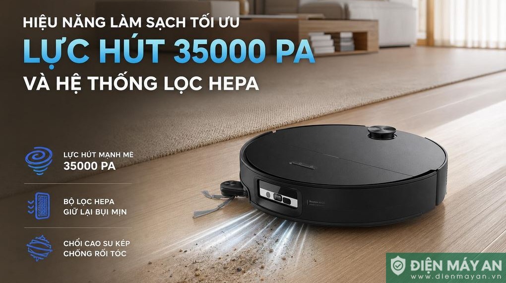 Robot hút bụi lau nhà Roborock Saros 20 Sonic Complete - Đen/Trắng